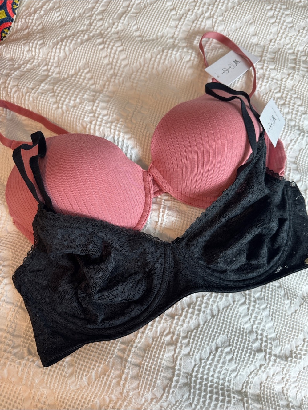 Jessica Simpson Pink & Black Two-Pack Women's Bra Set NWT